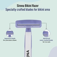 Sirona Reusable Bikini Hair Removal Razor for Women | Japanese precision shave | Nano-blade technology (Pack of 2)