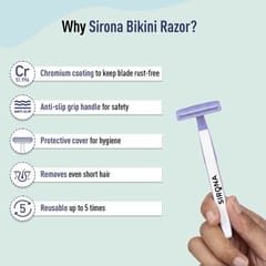 Sirona Reusable Bikini Hair Removal Razor for Women | Japanese precision shave | Nano-blade technology (Pack of 2)