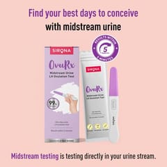 Sirona OvuRx Midstream Urine LH Ovulation Testing Kit | Pregnancy Planning | Rapid & Accurate Results in 5 mins| Pack of 5 Strips