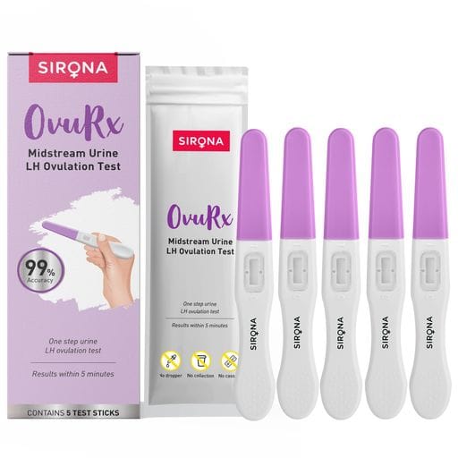 Sirona OvuRx Midstream Urine LH Ovulation Testing Kit | Pregnancy Planning | Rapid & Accurate Results in 5 mins| Pack of 5 Strips