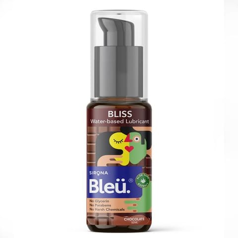 Sirona Bleu Bliss 100% Water-based Lubricant | Aloe Vera & Cucumber extracts | Glycerin-free | Paraben-free | No harsh chemicals | Lube for Her, Him & Couples | Natural Chocolate Flavour | 50ml