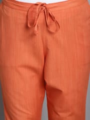 Moms Maternity Solid Orange Sustainable Cotton Ankel Length Maternity Trouser