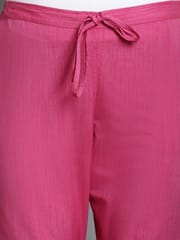 Moms Maternity Solid Pink Sustainable Cotton Ankel Length Maternity Trouser