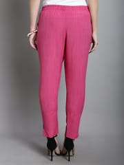 Moms Maternity Solid Pink Sustainable Cotton Ankel Length Maternity Trouser