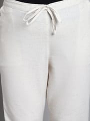 Moms Maternity Solid Off White Sustainable Cotton Ankel Length Maternity Trouser