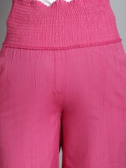 Moms Maternity Solid Pink Sustainable Cotton Ankel Length High Rise Maternity Trouser