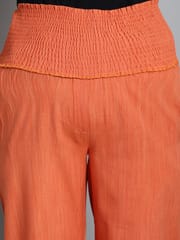 Moms Maternity Solid Orange Sustainable Cotton Ankel Length High Rise Maternity Trouser