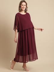 Moms Maternity Women's Maternity Georgette Solid Mauve Color Midi Empire Dress