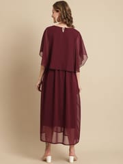 Moms Maternity Women's Maternity Georgette Solid Mauve Color Midi Empire Dress