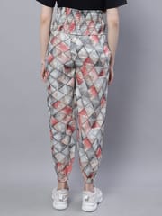 Moms Maternity Women's Maternity Crepe Geometric Print Off White Smoking Trouser