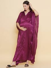 Mine4Nine Women's Wine color Long Maternity & Nursing Kaftaan Dress