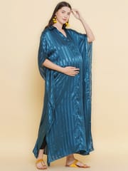 Mine4Nine Women's Teal Blue color Long Maternity & Nursing Kaftaan Dress