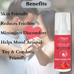 Vigini Intimate Strawberry Sexual Lubricant Personal Lube Water Based Gel for Long Lasting Sex Non-Sticky-50ml