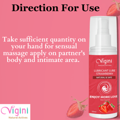 Vigini Intimate Strawberry Sexual Lubricant Personal Lube Water Based Gel for Long Lasting Sex Non-Sticky-50ml