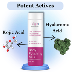 Vigini Body Skin Brightening Whitening Polishing Milk Lotion Kojic & Hyaluronic Acid Moisturizer-200ml