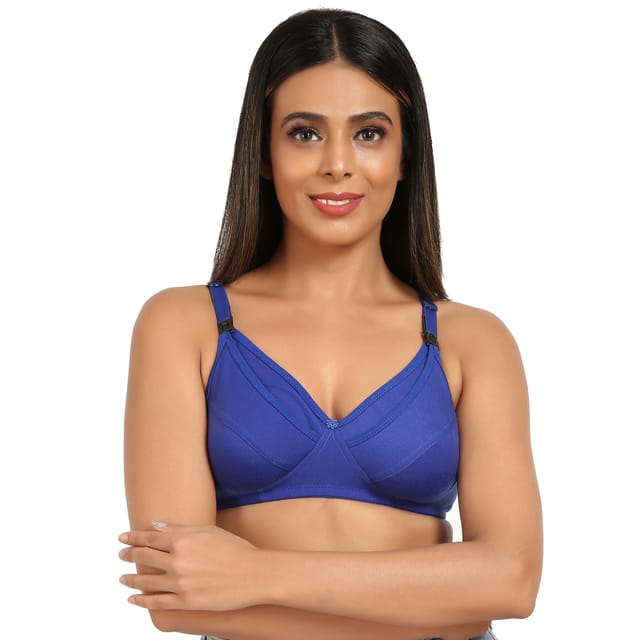 Mine4Nine mother care non padded feeding bra-blue color