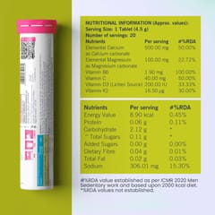 Chicnutrix Calciolife - Daily Calcium with Vitamin D3| Vegan tablets with Vit. K, Mg & Vit. C | Stronger Bones | Pack of 20 Orange Flavoured Effervescent Tablets