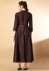 Mometernity Cotton Lurex Maternity & Nursing Maxi Dress set of 1 Pcs - Brown