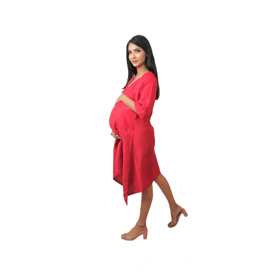 TUMMY- Asymatrical Maternity dress with side pockets