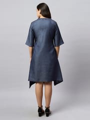 TUMMY - Asymatrical denim maternity dress with side pockets