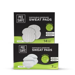 PEESAFE Disposable Underarm Sweat Pads Straight & Folded Combo | Prevents Stains | Absorbs Sweat & Unpleasant Odour | Breathable And Deodorizing | For Men & Women | Pack Of 14 Pairs ( 28 Units)