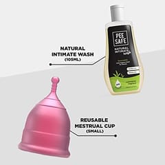 PEESAFE Menstrual Hygiene Combo Reusable Menstrual Cups (Large) & Menstrual Cup Wash With Feminine Intimate Wash 105ml for women| All Day Long Freshness | Period Care