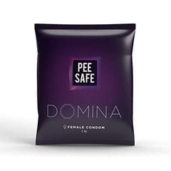 Pee Safe Domina Female Condom with Soft Inner Sponge - Count 2 | No Artificial Colour/Dye | Made with Natural Rubber Latex | Lavender Fragrance | With 2 Biodegradable Disposable Bags