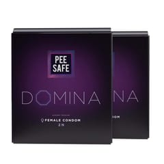 Pee Safe Domina Female Condom with Soft Inner Sponge - Count 4 | No Artificial Colour/Dye | Made with Natural Rubber Latex | Lavender Fragrance | With 4 Biodegradable Disposable Bags