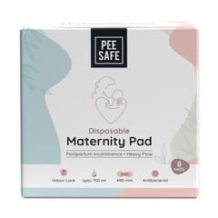 Pee Safe Maternity Pads - Pack Of 8 | Absorbs Up To 750ML Fluid, Extra Soft Surface With Elastic Sides | Best Suited for Urinary Inconsistence & Heavy Flow