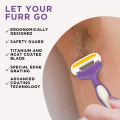 FURR Body & Bikini Line Reusable Trimming Razor Combo | Painless Body Hair Removal | With Aloe Vera &Vitamin E Padding | Precision Of 4 Japanese Blade Coated With Titanium Pack of 2