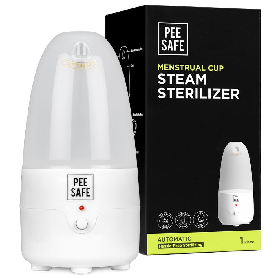 Pee Safe Menstrual Cup Steam Sterilizer | Clean Your Cup With Steam | Kills 99.9% Germs in 3 Minutes | White, For women, BPA Free & Auto Power Cut-Off