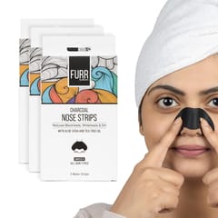 FURR Charcoal Blackhead Remover Nose Strips (Pack of 9) | Reduces Blackheads, Oil and Dirt | Aloevera and Tea Tree Infused