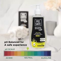 Pee Safe Intimate Wash For Women Natural Ayurvedic with Lemongrass Fragnance and 100% Alcohol-Free 200 ml 100% | pH Balanced | Sulfate Free