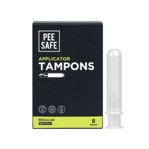 Pee Safe Applicator Tampons For Regular Flow 8 Pieces | Easy to use | Leak Proof | Ultra Soft & Comfortable | Highly Absorbent | BPA Free | FDA Approved