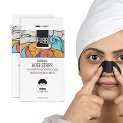 FURR Charcoal Blackhead Remover Nose Strips (Pack of 6 Strips) | Reduces Blackheads, Whiteheads Oil and Dirt | Aloevera and Tea Tree Infused