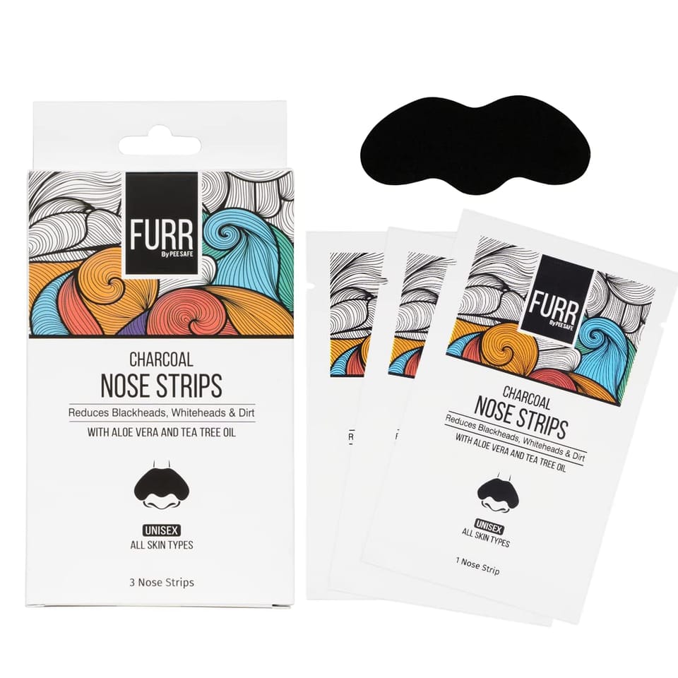 FURR Charcoal Blackhead Remover Nose Strips (Pack of 6 Strips) | Reduces Blackheads, Whiteheads Oil and Dirt | Aloevera and Tea Tree Infused