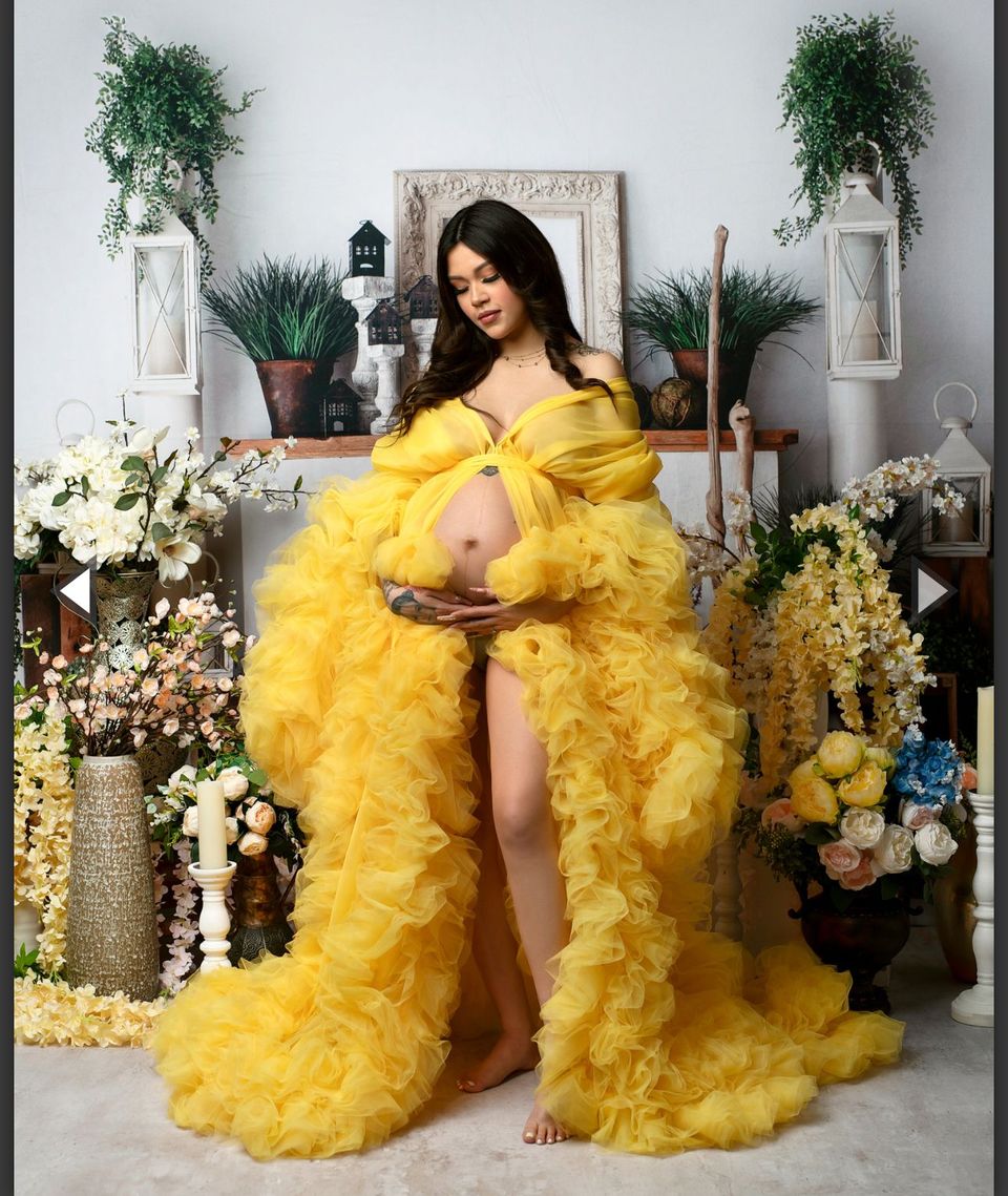 Maternity gown, Maternity dress, Baby shower dress, Tulle maternity gown, Maternity dress for photo shoot Yellow