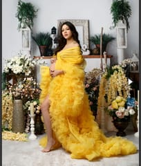 Maternity gown, Maternity dress, Baby shower dress, Tulle maternity gown, Maternity dress for photo shoot Yellow