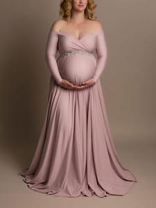 Maternity gown Bottle green with belt