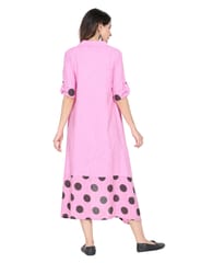 Charismomic Blushing Polka Textured Button Down Maternity And Nursing Dress