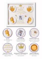 Charismomic Baby Clay Handprint & Footprint Wooden Frame with LED Light Safe and Non-Toxic Clay | New Born Gift | 1ST Birthday Gift | Baby Shower Gift (White)