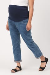 Charismomic Ankle Length Straight Maternity Jeans - Blue