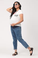 Charismomic Ankle Length Straight Maternity Jeans - Blue