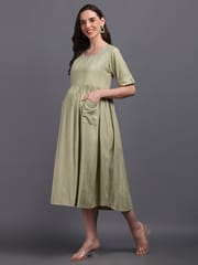 Charismomic Mint to be Fit -and -Flare Maternity and Nursing Dress -Light Green