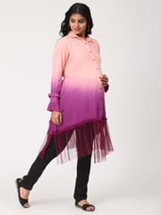 Charismomic Ombre Boyfriend Shirt- Pink