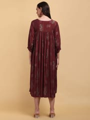 CHARISMOMIC Comfort Billowing Sleeve Maternity & Nursing Dress : Maroon