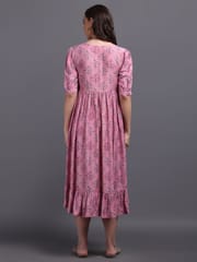 CHARISMOMIC Blusing beauty Maternity & Nursing Dress : Pink