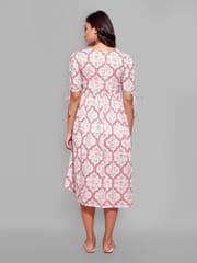 CHARISMOMIC Dusty Rose A-Line Maternity & Nursing Dress : White