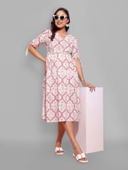 CHARISMOMIC Dusty Rose A-Line Maternity & Nursing Dress : White