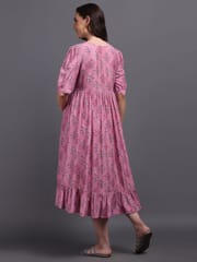 CHARISMOMIC Blusing beauty Maternity & Nursing Dress : Pink